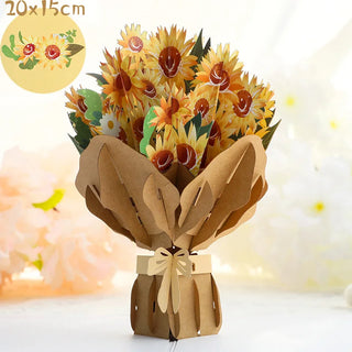 Carte de voeux Pop up 3D Bouquet de Tournesols